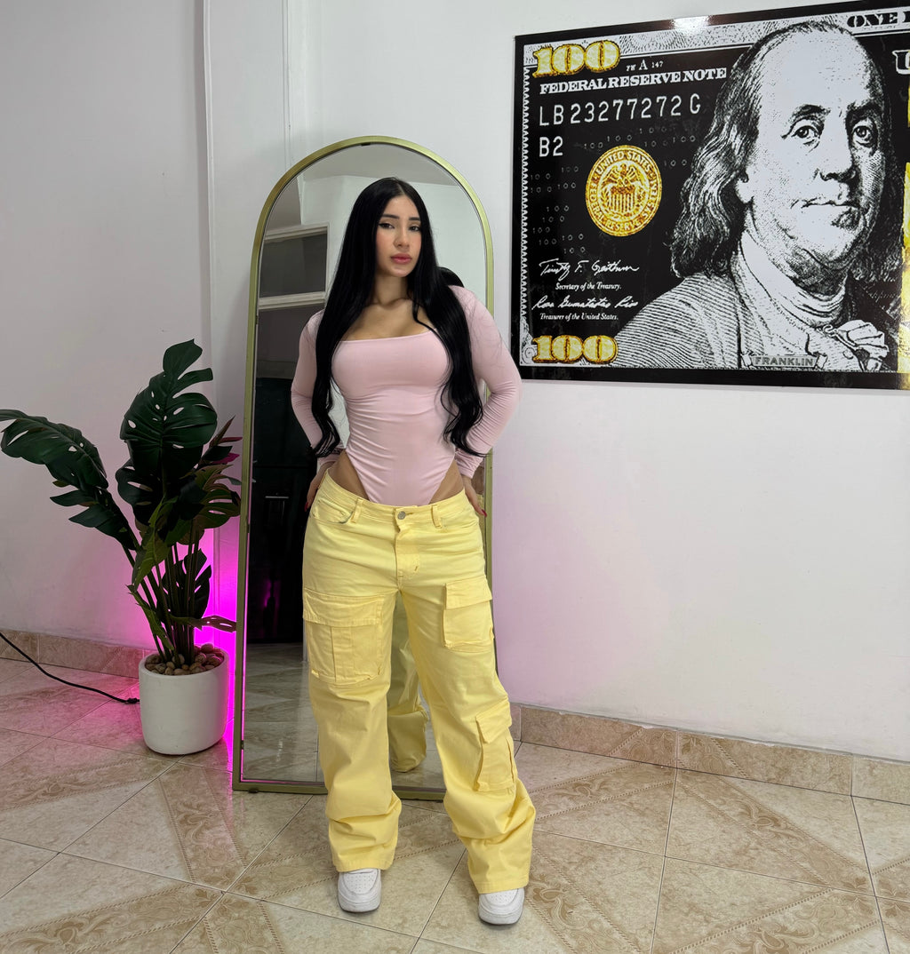 Baggy Cargo Dril Amarillo Pastel