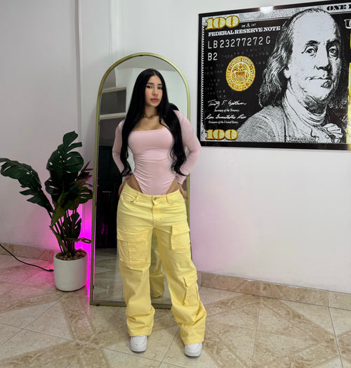 Baggy Cargo Dril Amarillo Pastel