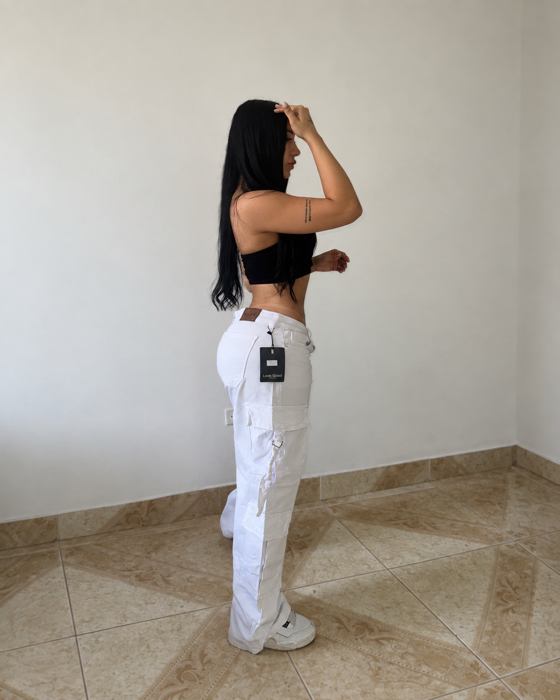 Baggy Cargo Dril Blanco