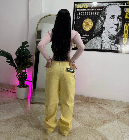 Baggy Cargo Dril Amarillo Pastel