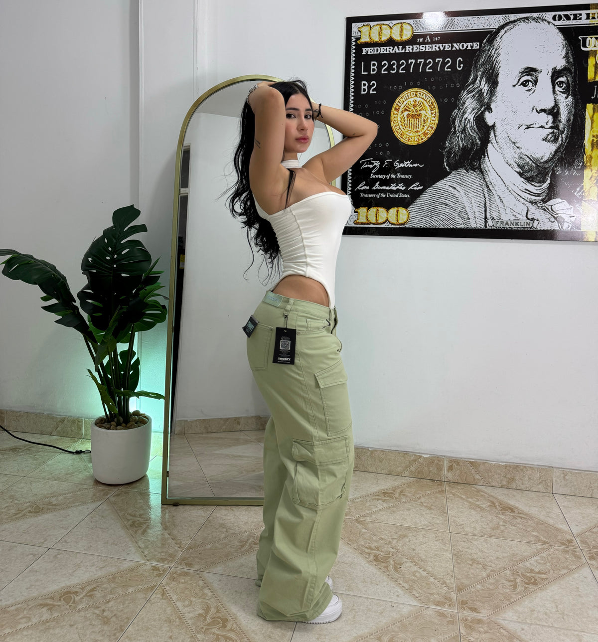 Baggy Cargo Dril Verde Pastel