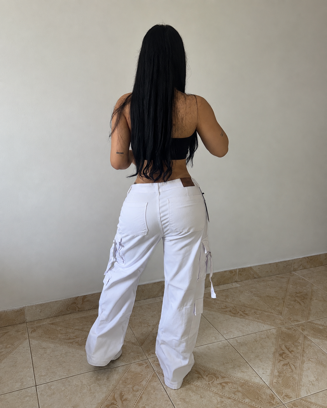 Baggy Cargo Dril Blanco